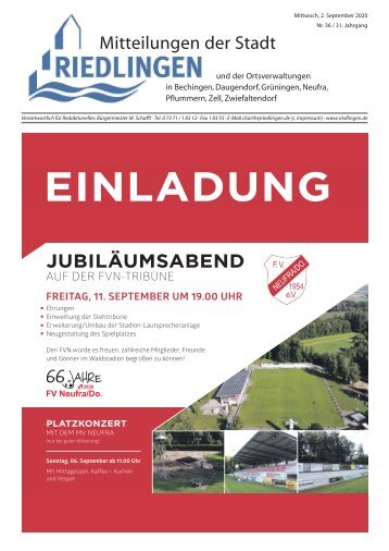 Amtliches Mitteilungsblatt Riedlingen 02.09.2020