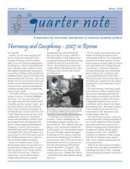 Harmony and Cacophony - 2007 in Review - Lawrence University