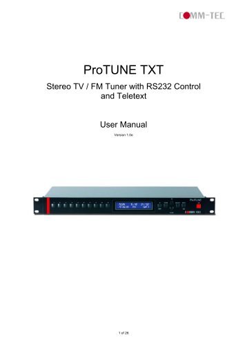 ProTUNE TXT - COMM-TEC