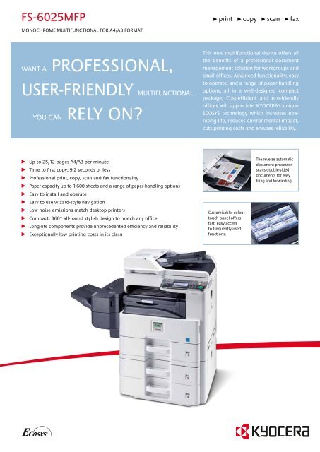 FS-6025MFP datasheet - KYOCERA Document Solutions