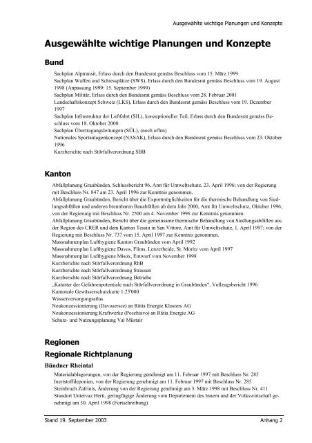 Landschaft - Richtplan Graubünden - Kanton Graubünden