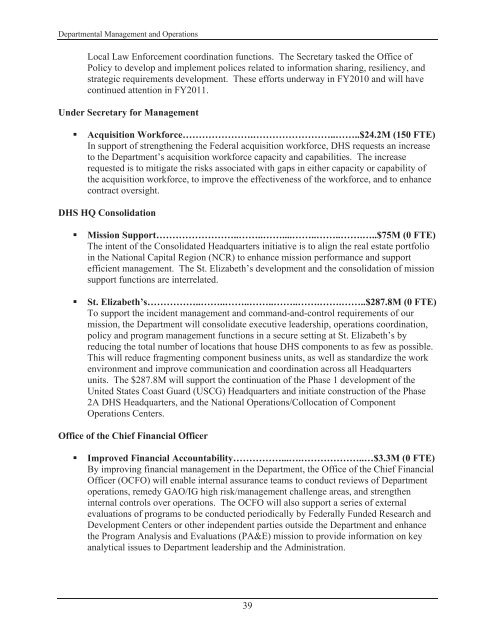 FY 2011 Budget in Brief - U.S. Department of Homeland Security