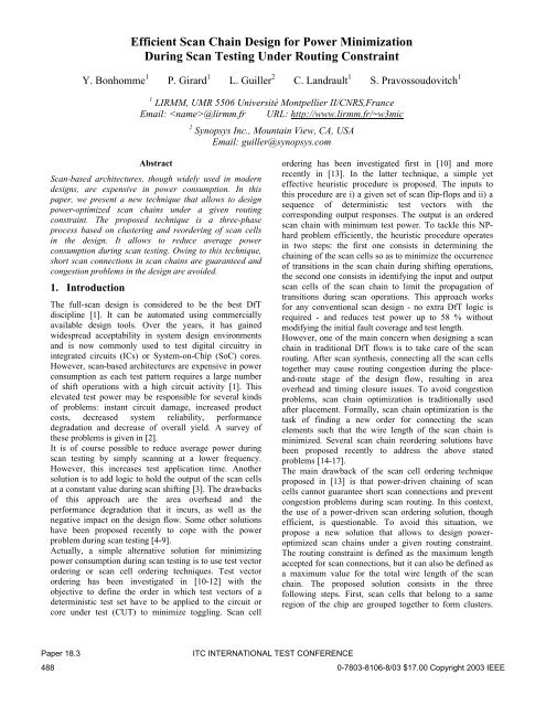 Efficient Scan Chain Design for Power ... - Itcprogramdev.org