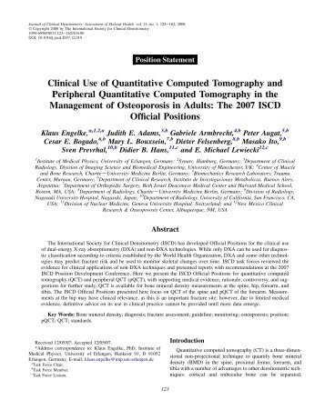 Clinical Use of Quantitative Computed Tomography and ... - ISCD