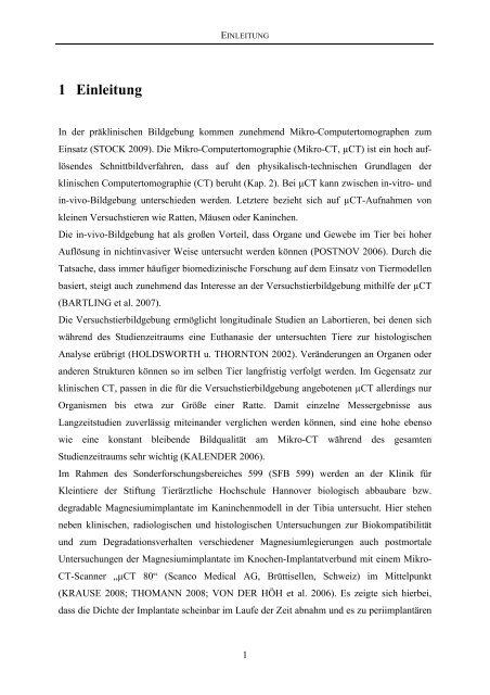 Tierärztliche Hochschule Hannover Entwicklung von Methoden zur ...