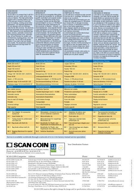 SCAN COIN 303 Coin Counter - SRS Systems Inc.