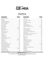 G2E Asia Exhibitor List 13-14 June 2007 at Macau Tower ...