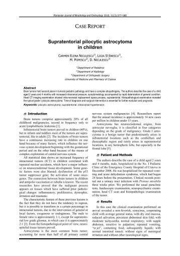 Supratentorial pilocytic astrocytoma in children - RJME - Romanian ...