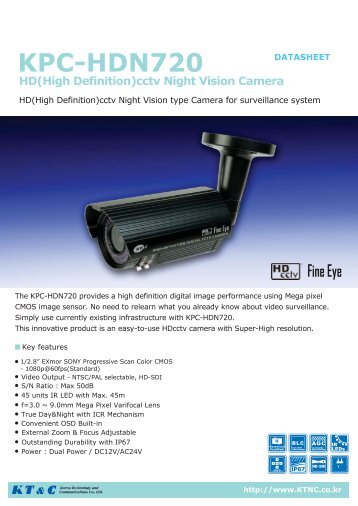 HD(High Definition)cctv Night Vision Camera KPC-HDN720 - DWG