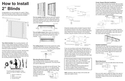 how to install 2" blinds - Skandia Window Fashions