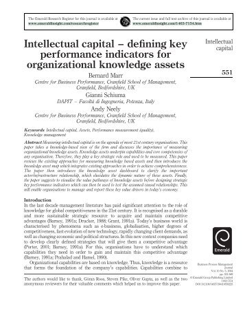 Intellectual capital – defining key performance indicators - Cranfield ...