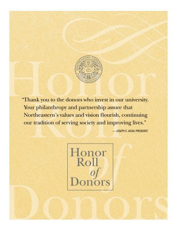 Honor Roll of Donors - Northeastern University