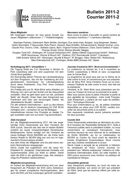 SGA-Bulletin 3/05 - Schweizerische Gesellschaft für Akustik
