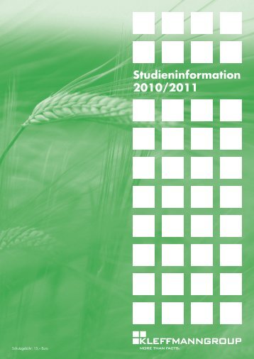 Studieninformation 2010/2011 - Kleffmann Group