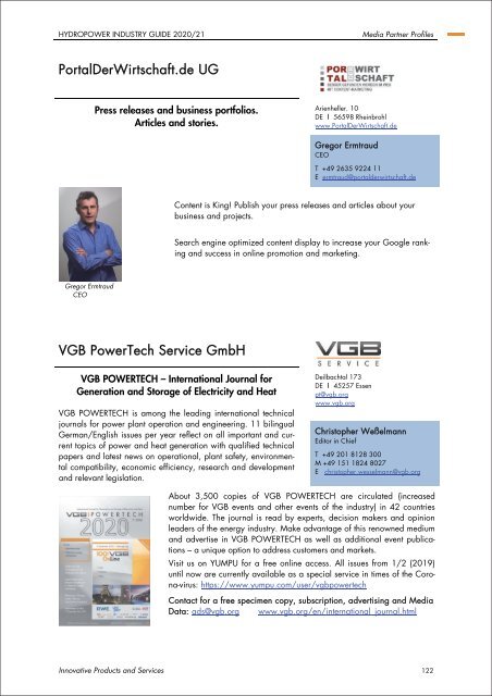 VGB PowerTech | Hydro - Hydropower Industry Guide 2020/21