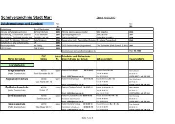 Schulverzeichnis Stadt Marl