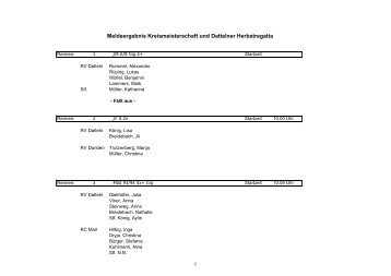 Meldeergebnis Kreismeisterschaft und Dattelner Herbstregatta