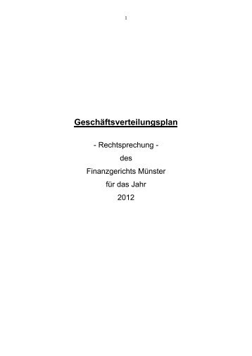 Geschäftsverteilungsplan - Finanzgericht Münster