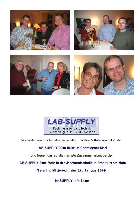 Nachschau zur LAB-SUPPLY 2008 Ruhr im Chemiepark Marl