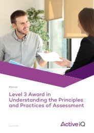 Active IQ Level 3 Award in Assessing Competence in the Work Environment (sample manual)