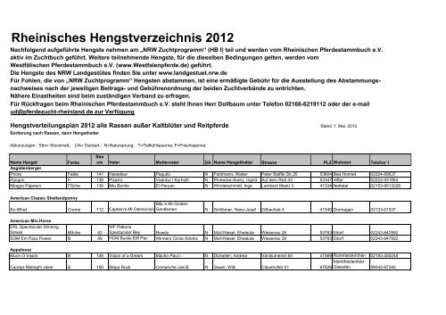 Rheinisches Hengstverzeichnis 2012