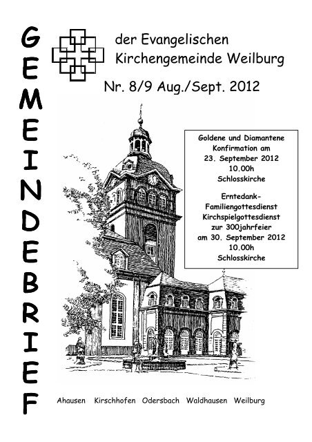 August / September 2012 - Ev. Kirchengemeinde Weilburg