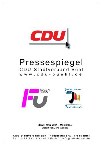 des CDU - CDU - Stadtverband Bühl