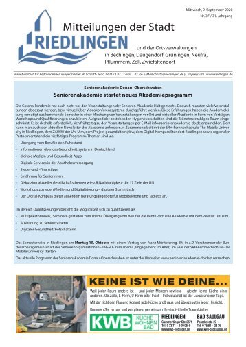 Amtliches Mitteilungsblatt Riedlingen 09.09.2020