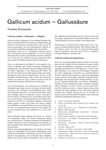 Gallicum acidum – Gallussäure - Homoeopathia viva