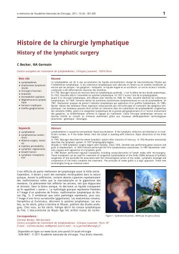 Histoire de la chirurgie lymphatique History of the lymphatic surgery