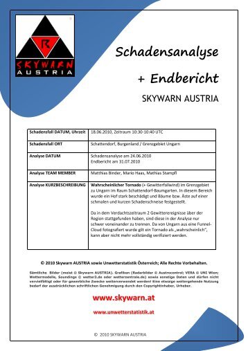 Wahrscheinlicher Tornado bei Schattendorf - Unwetterstatistik ...