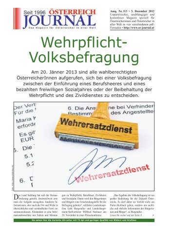 Wehrpflicht- Volksbefragung - Österreich Journal