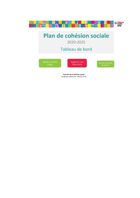 Tableau de bord du Plan de Cohésion Sociale 2020-2025