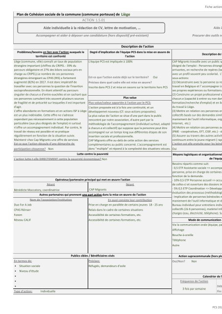 Tableau de bord du Plan de Cohésion Sociale 2020-2025