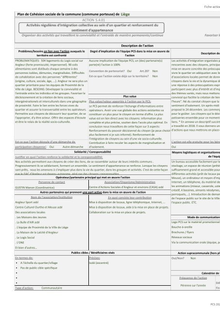 Tableau de bord du Plan de Cohésion Sociale 2020-2025