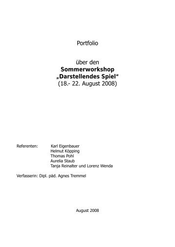 Portfolio über den Sommerworkshop „Darstellendes Spiel“ (18.- 22 ...