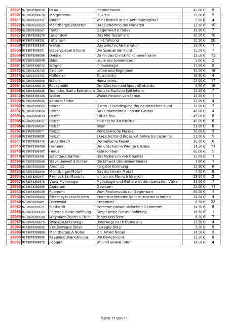 RESTBESTANDSLISTE VERLAG FREIES ... - Verlag Urachhaus