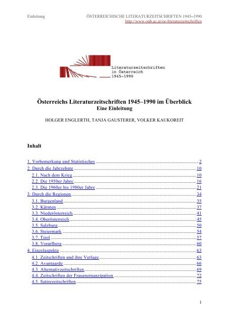 Einleitung - Österreichische Nationalbibliothek