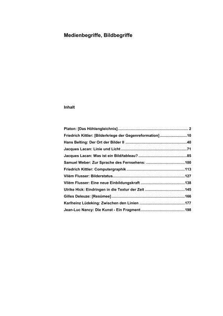 Medienbegriffe Bildbegriffe Hans Joachim Lenger