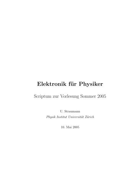 Elektronik für Physiker - Physik-Institut