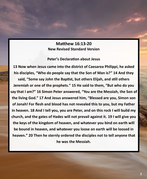 September 13, 2020 Bulletin - Fifteenth Sunday After Pentecost