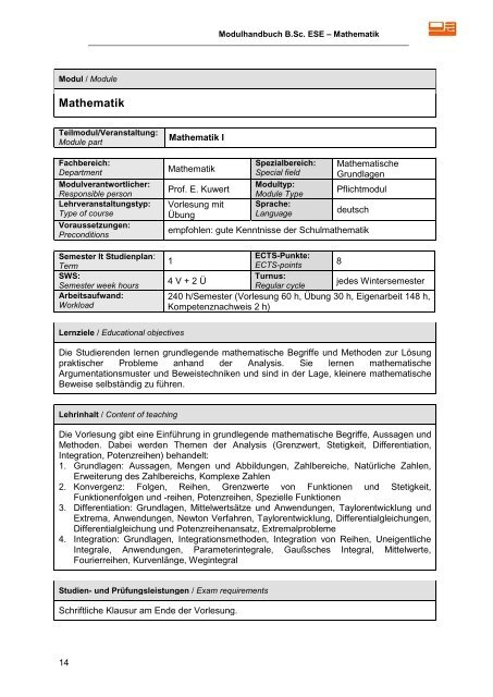 Modulhandbuch - Technische Fakultät - Albert-Ludwigs-Universität ...