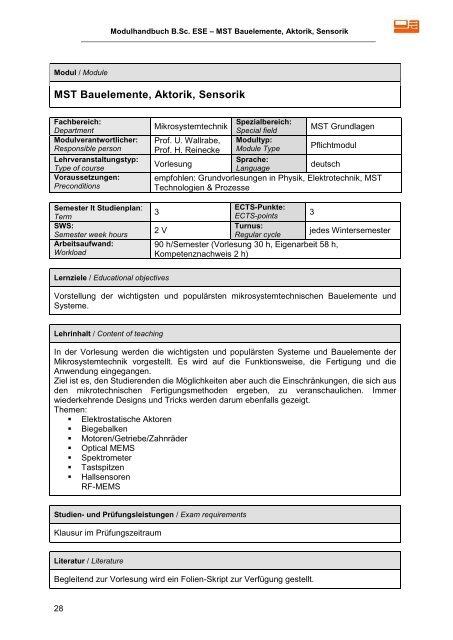 Modulhandbuch - Technische Fakultät - Albert-Ludwigs-Universität ...