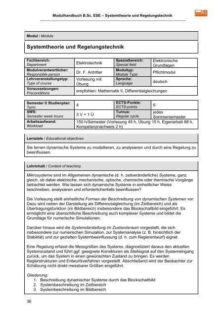 Modulhandbuch - Technische Fakultät - Albert-Ludwigs-Universität ...