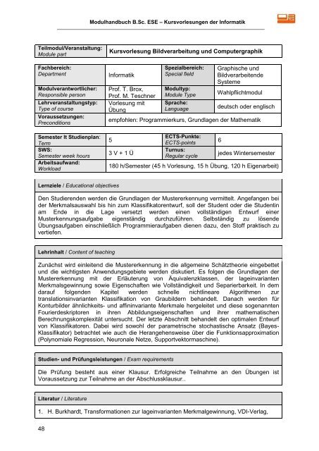 Modulhandbuch - Technische Fakultät - Albert-Ludwigs-Universität ...