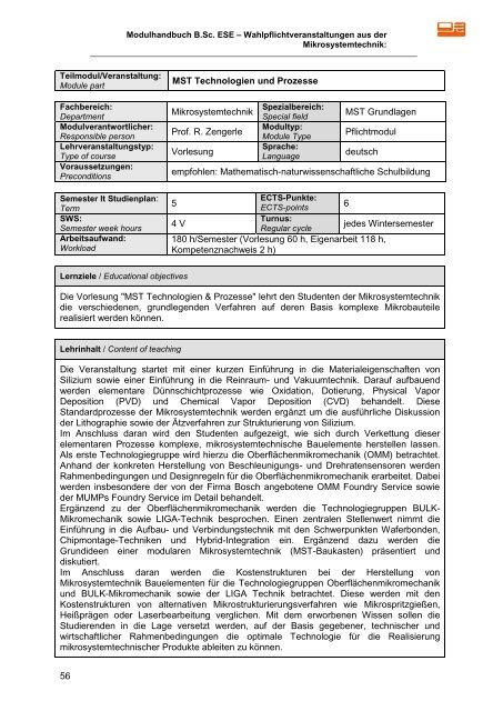 Modulhandbuch - Technische Fakultät - Albert-Ludwigs-Universität ...