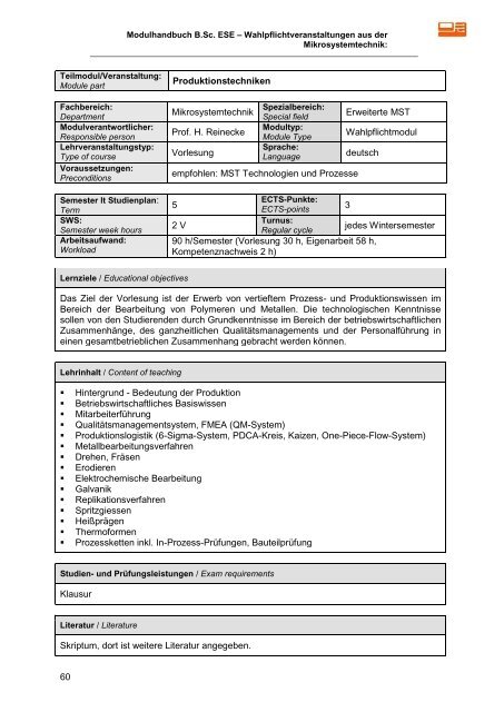 Modulhandbuch - Technische Fakultät - Albert-Ludwigs-Universität ...