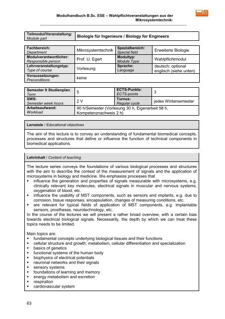 Modulhandbuch - Technische Fakultät - Albert-Ludwigs-Universität ...