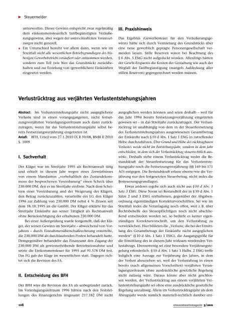 steueranwaltsmagazin 3 /2011 - Wagner-Joos Rechtsanwälte