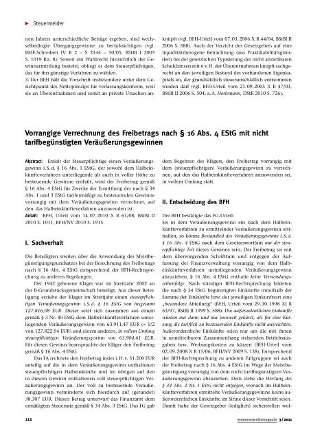 steueranwaltsmagazin 3 /2011 - Wagner-Joos Rechtsanwälte